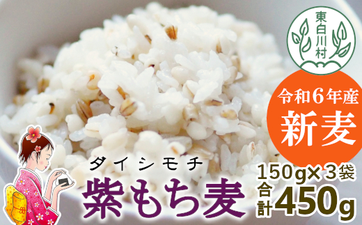 紫もち麦 150g×3袋 450g ダイシモチ もち麦 雑穀 米 こめ 食物繊維 お米 大麦