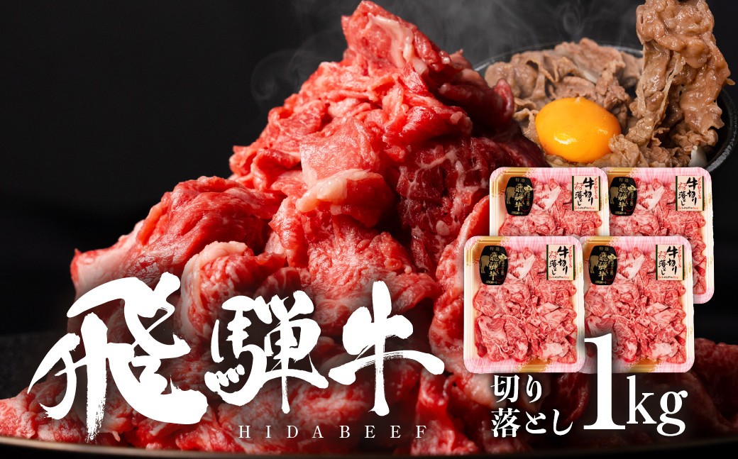 飛騨牛切り落し 1kg (250g×4p) 牛肉 和牛 国産 すきやき 肉じゃが カレー ビーフシチュー 肉野菜炒め だるまミート 26000円 [S933]