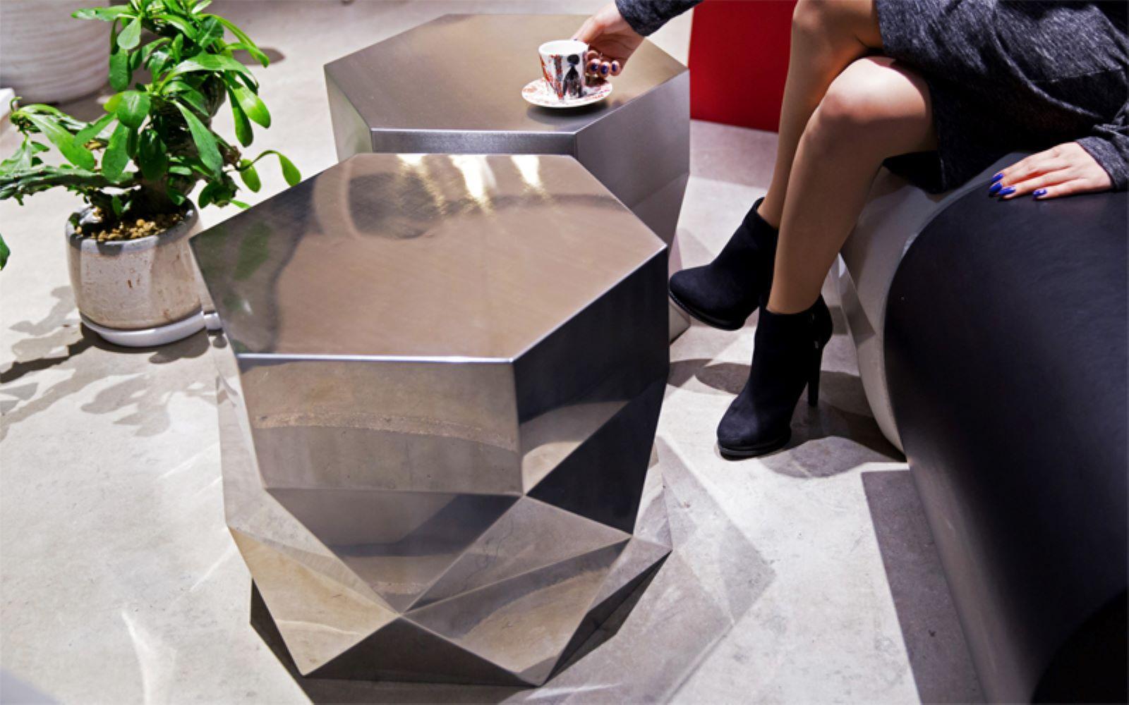 【板金屋がつくる】幾何学 サイドテーブル インテリア Hexagon Coffee table