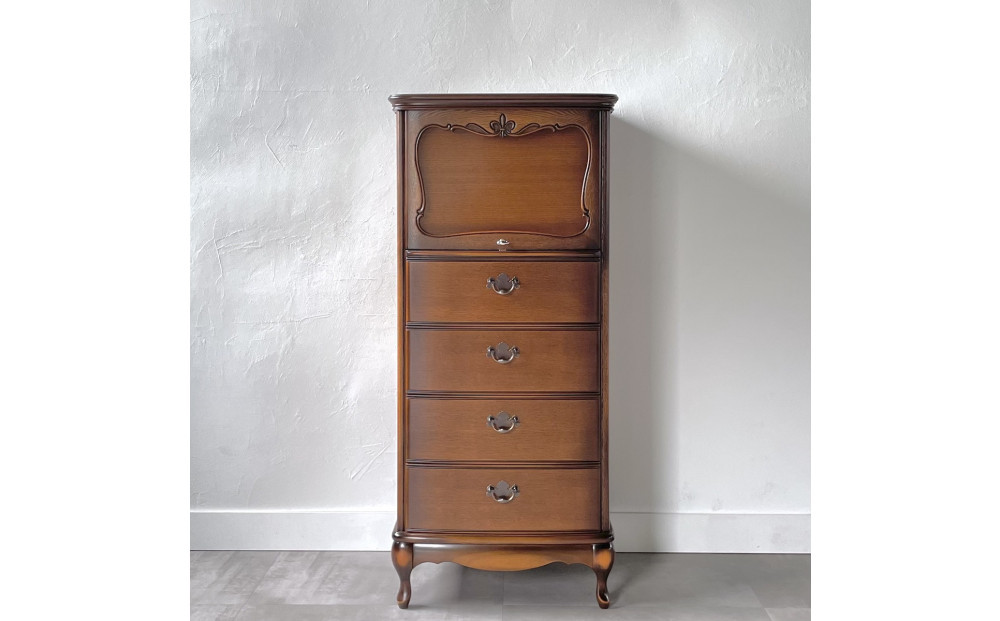 松永工房 Continue ジュエリーチェスト アンティークカラー クラシック エレガント アンティーク調家具 木製 アクセサリー 宝石 時計 眼鏡 収納 ミラー ねこ脚 ホワイトインテリア ロココ調 カンティーニュ【配送不可：沖縄・離島】