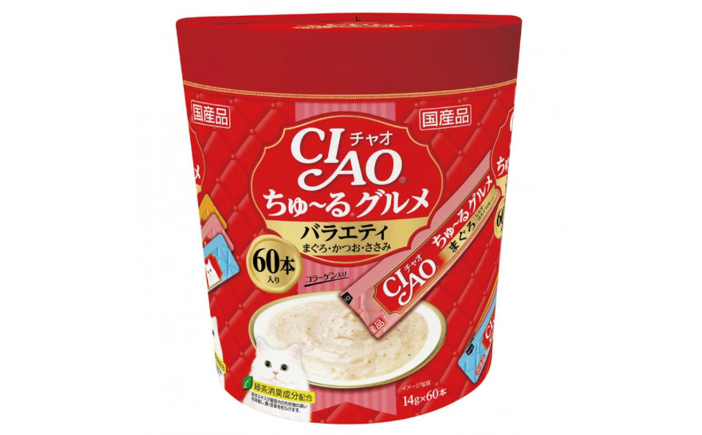 いなば　CIAO猫ちゅ～る　グルメバラエティ480本（14ｇｘ60本ｘ8袋入）（ケース）
