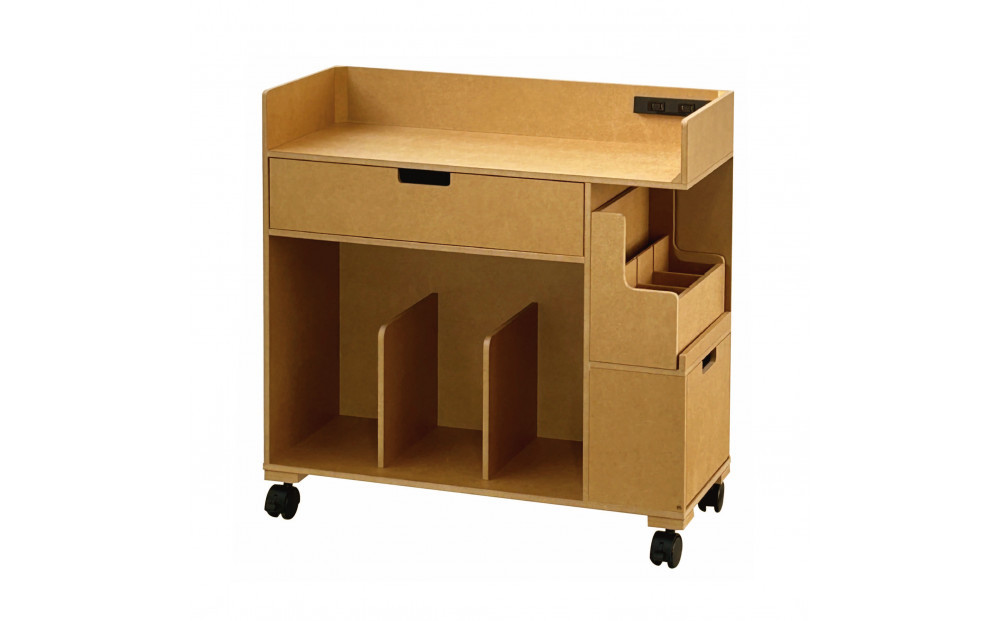 ＜静岡製作所＞パソコン作業ワゴン（大）ナチュラル【沖縄・離島不可】