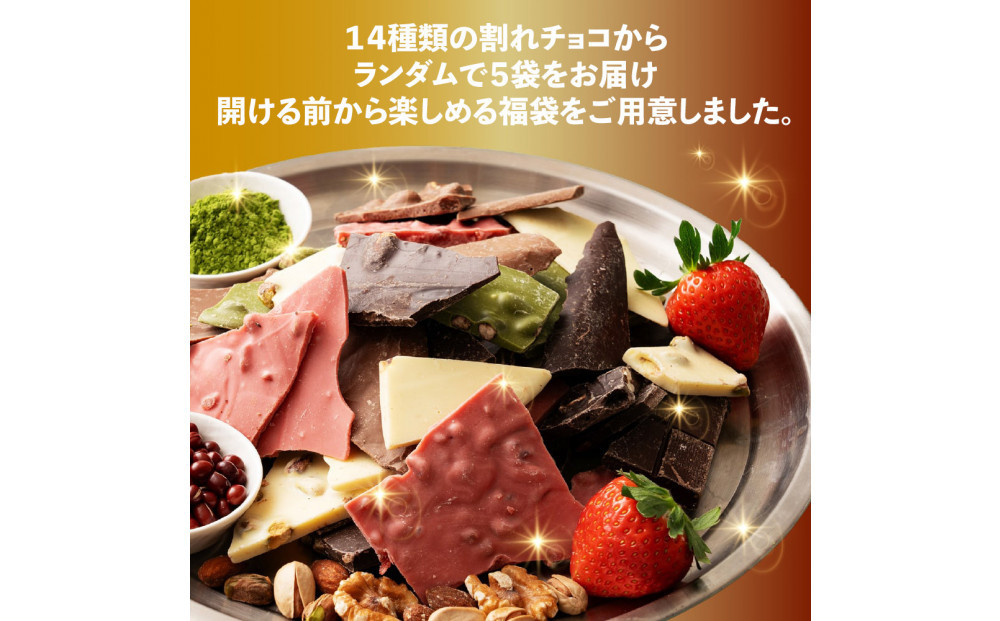 割れチョコ１４種類から５袋が届くお楽しみ福袋(内容ランダム・180g×5袋)