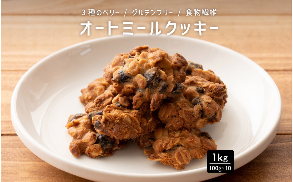 オートミールクッキー 3種のベリー 1kg(100g×10袋)