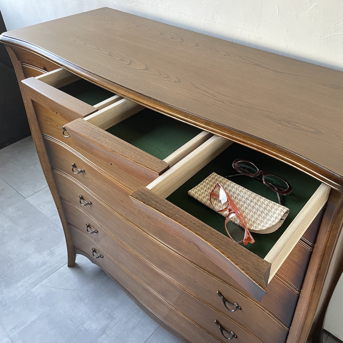 松永工房 Continue ビッグチェスト アンティークカラー  クラシック エレガント インテリア アンティーク調家具 木製 チェスト ねこ脚 タンス 収納家具 収納 カンティーニュ 寝室【配送不可：沖縄・離島】