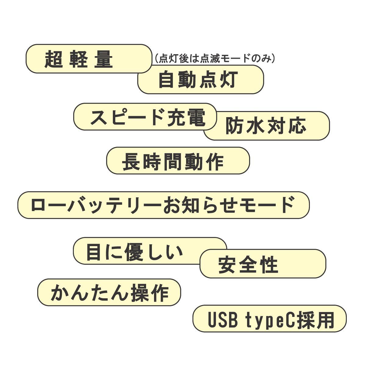 わずか5g！スピード充電！超軽量小型ヘルメット用ライトFLASH on BK-02 自転車にトレランに