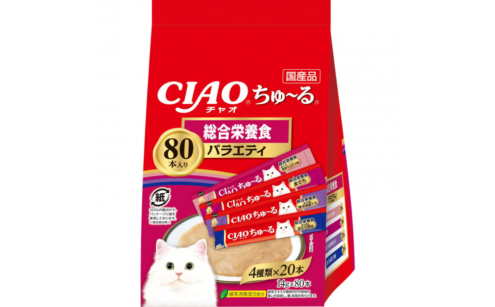 いなば　CIAO猫ちゅ～る　総合栄養食バラエティ480本（14ｇｘ80本ｘ6袋入）（ケース）