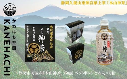 静岡久能山東照宮献上茶「本山神茶」 お茶 350ml ペットボトル 2本入×6箱 セット 静岡市葵区産 かねはち茶園 飲料 オススメお茶