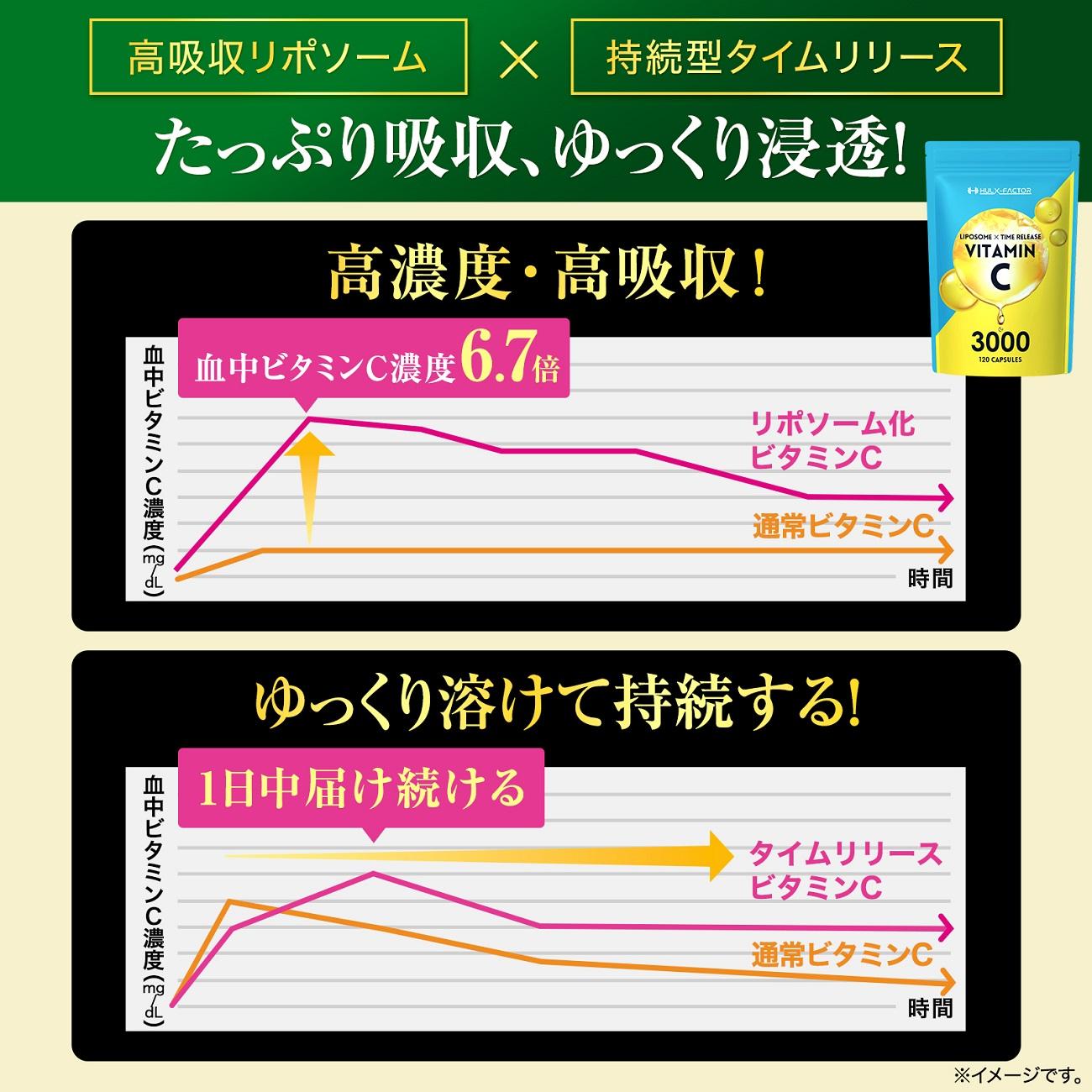 ハルクファクター リポソーム ビタミンC 3000 120粒 サプリメント 持続型 タイムリリース