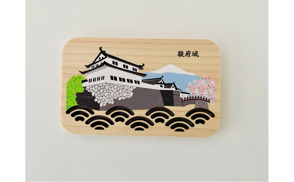 静岡ヒノキの御朱印帳と駿府城マグネット ～家康公ゆかりのまちから～□