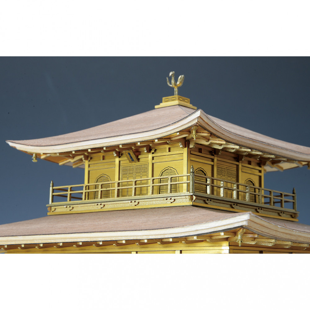 ウッディジョー　1/75　鹿苑寺金閣ゴールド仕様　木製模型キット