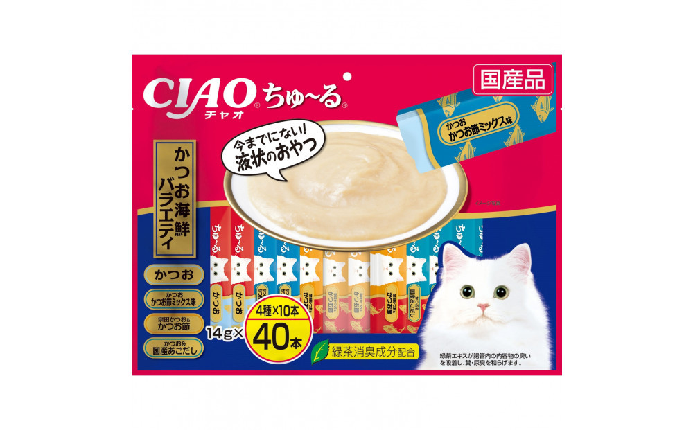 いなば　CIAO猫ちゅ～る　かつお海鮮バラエティ320本（14ｇｘ40本ｘ8袋入）（ケース）