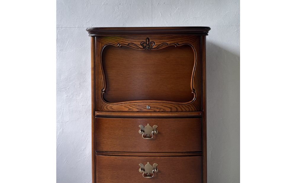 松永工房 Continue ジュエリーチェスト アンティークカラー クラシック エレガント アンティーク調家具 木製 アクセサリー 宝石 時計 眼鏡 収納 ミラー ねこ脚 ホワイトインテリア ロココ調 カンティーニュ【配送不可：沖縄・離島】