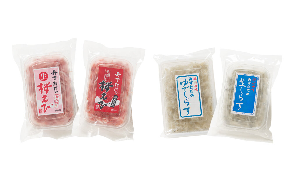 駿河湾産　生桜えび85g、釜揚げ桜えび75g、生しらす100g、釜揚げしらす160g 4種詰合せ◇