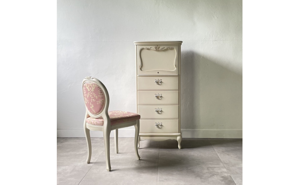 松永工房 Continue ジュエリーチェスト ホワイトカラー クラシック エレガント アンティーク調家具 木製 アクセサリー 宝石 時計 眼鏡 収納 ミラー ねこ脚 ホワイトインテリア ロココ調 カンティーニュ【配送不可：沖縄・離島】