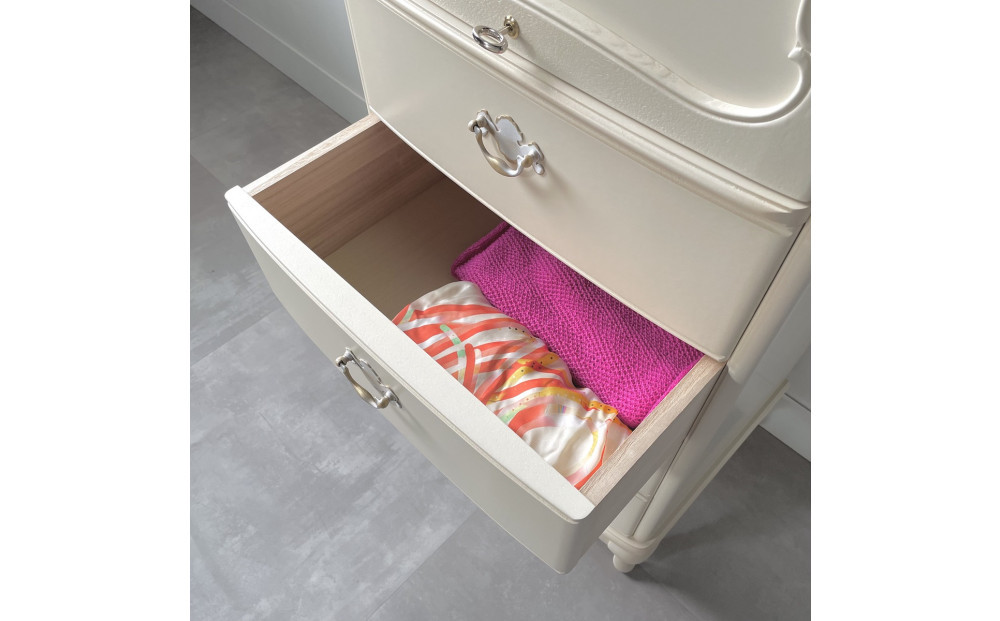 松永工房 Continue ジュエリーチェスト ホワイトカラー クラシック エレガント アンティーク調家具 木製 アクセサリー 宝石 時計 眼鏡 収納 ミラー ねこ脚 ホワイトインテリア ロココ調 カンティーニュ【配送不可：沖縄・離島】