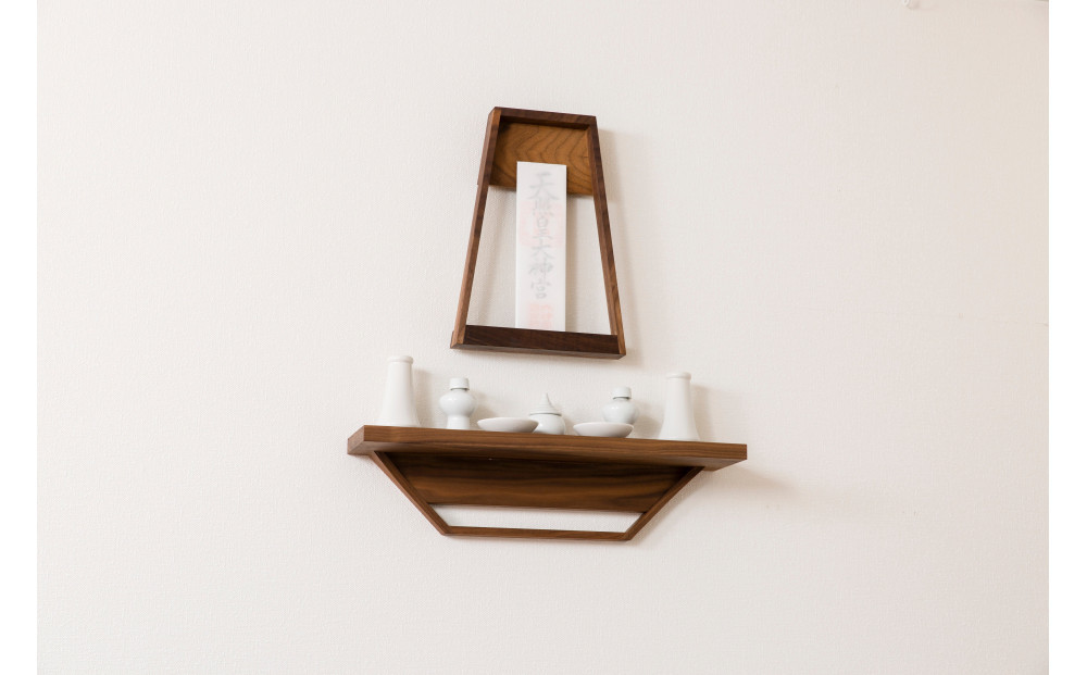 うかぶ神棚　台形　吊棚セット(ウォールナット材）【配送不可：沖縄・離島】