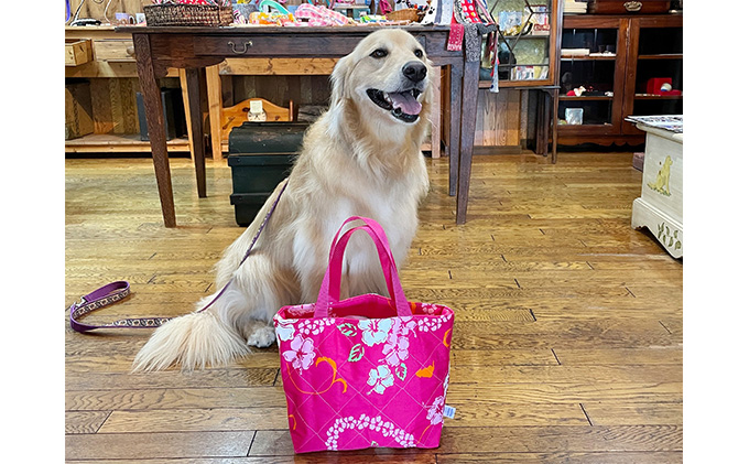 犬のお散歩バッグ ペット用防水バッグ ラリーズカンパニーのトロピカルピンク柄