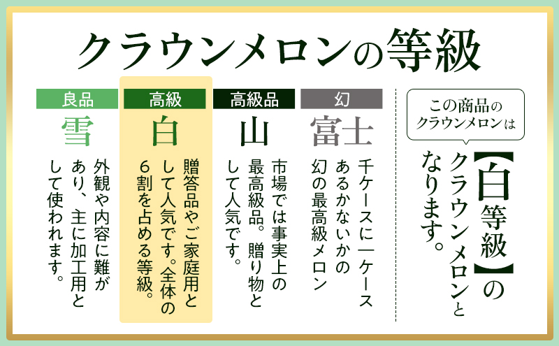 クラウンメロン 白等級 1.3kg前後 1玉入り マスクメロン フルーツ 果物 