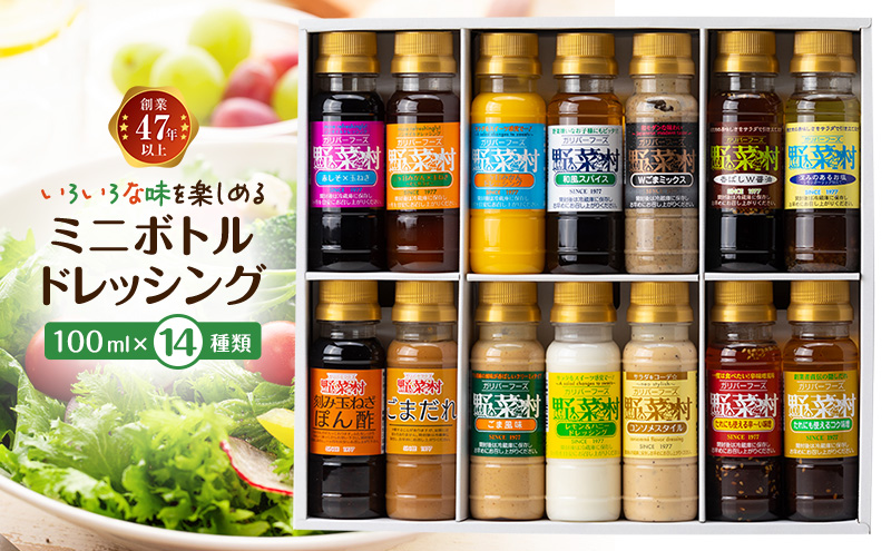 ドレッシング ミニボトル コレクション 100ml 14種 セット 詰め合わせ 野菜村ドレッシング 野菜村 ドレッシングボトル 調味料 調味料セット 食べ比べセット 食べ比べ 小分け ギフト おしゃれ 静岡 静岡県 浜松市