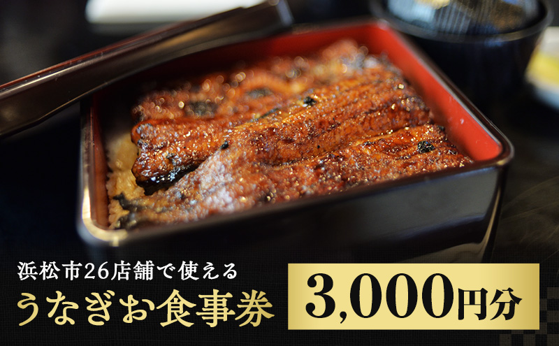 お食事券 うなぎ 浜松市26店舗で使える 3000円 食事券 補助券 チケット レストラン 料理屋 鰻 ウナギ 丑の日 静岡 静岡県 浜松市