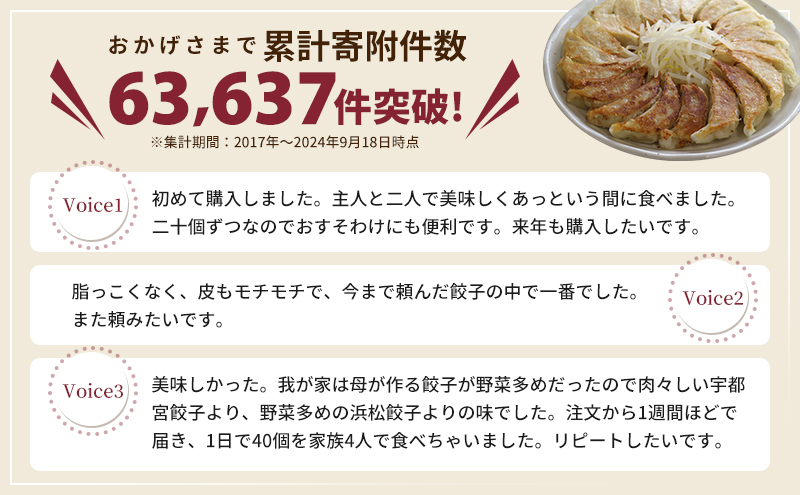 浜松餃子 80個 (20個×4袋) セット 詰め合わせ 餃子のたれ 小袋 知久屋 国産 ぎょうざ 餃子 ギョーザ 冷凍餃子 冷凍ギョーザ 工場直送 ヘルシー あっさり 惣菜 中華 点心 静岡 静岡県 浜松市 【配送不可：離島】