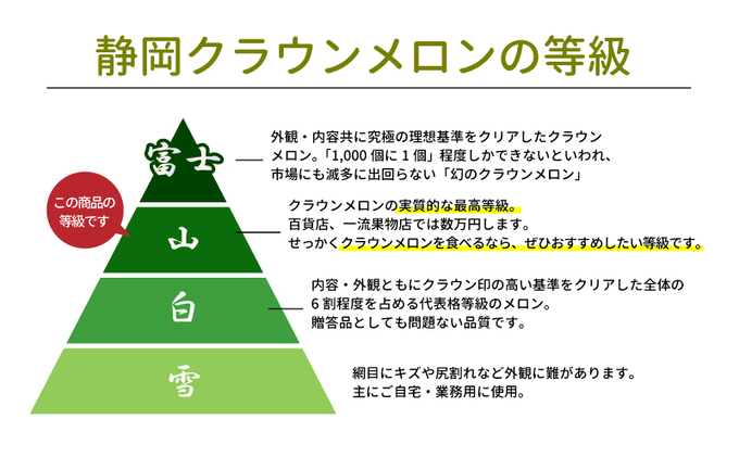 厳選 メロン クラウンメロン 山等級 1.4kg以上 1玉 フルーツ 果物 くだもの 高級フルーツ 高級果物 季節のフルーツ 季節の果物 旬のフルーツ 旬の果物 マスクメロン 青肉 めろん 静岡メロン 静岡 静岡県 浜松市 【配送不可：離島】