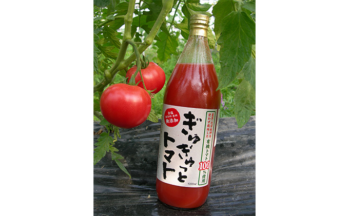 ひとっちゃんの有機畑の〈ぎゅぎゅっとトマト〉、有機トマト100％使用 ジュース 1L×2本