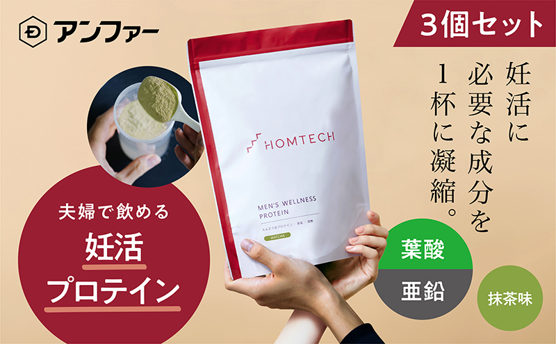 アンファー 「オムテック」 プロテイン 妊活 抹茶味 750g 3個セット 妊娠 男性 プレコンセプションケア カラダづくり 亜鉛 葉酸 活力 浜松市　静岡