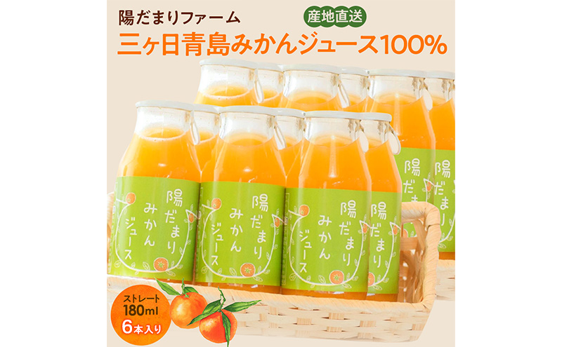 陽だまりファーム 三ヶ日青島みかんジュース ストレート100％ 180ml 6本 青島みかん 静岡 浜松市