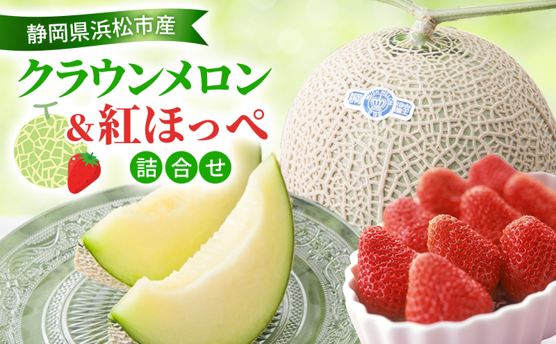 【2026年1月発送】 クラウンメロン＆紅ほっぺいちご 詰合わせ クラウンメロン1個約1.3Kg 白等級 紅ほっぺ いちご 約260g 1パック メロン イチゴ 苺 セット商品 【配送不可：離島】静岡 浜松市