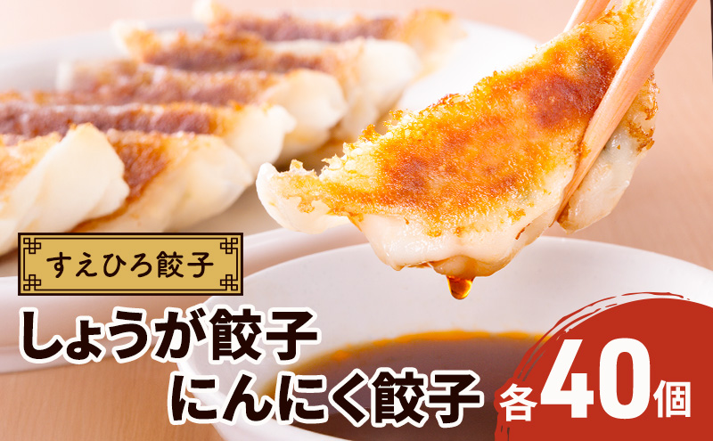 すえひろ餃子 （しょうが餃子・にんにく餃子） 各40個 （各20個入×2パック 計4パック） 計80個 タレ・唐辛子付き 餃子 浜松餃子 ギョーザ 冷凍餃子 具沢山 国産 ビールのお供 つまみ 静岡 浜松市