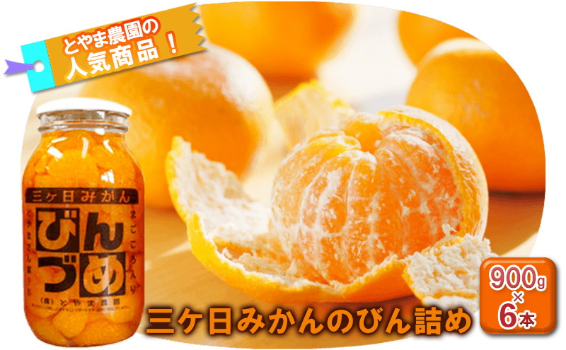とやま農園　三ヶ日みかんのびん詰め6本セット（900g×6本）静岡　浜松市