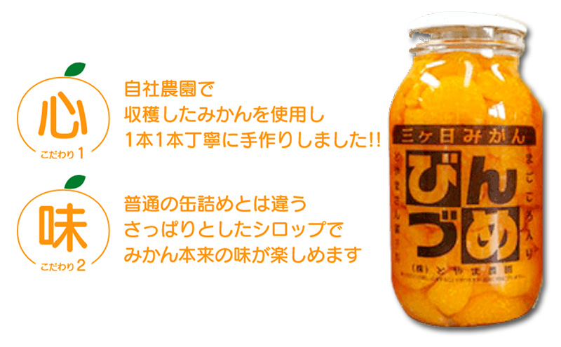 とやま農園　三ヶ日みかんのびん詰め6本セット（900g×6本）静岡　浜松市