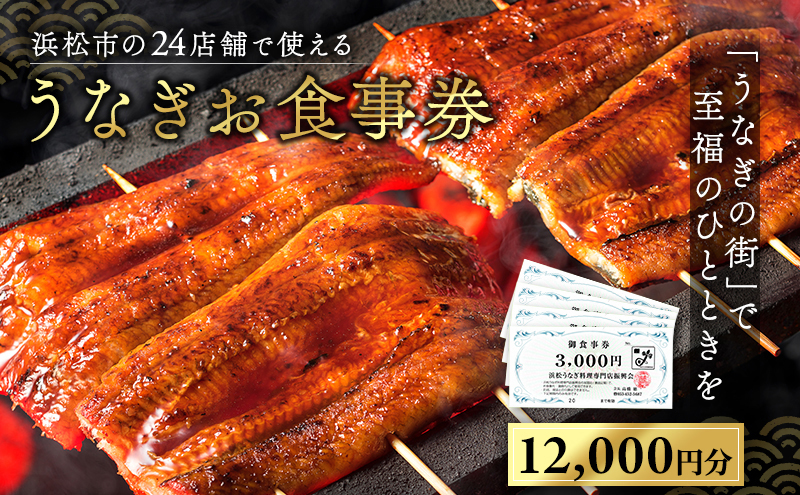 お食事券 うなぎ 浜松市24店舗で使える 12000円 食事券 補助券 チケット レストラン 料理屋 鰻 ウナギ 丑の日  土用の丑の日 静岡 静岡県 浜松市