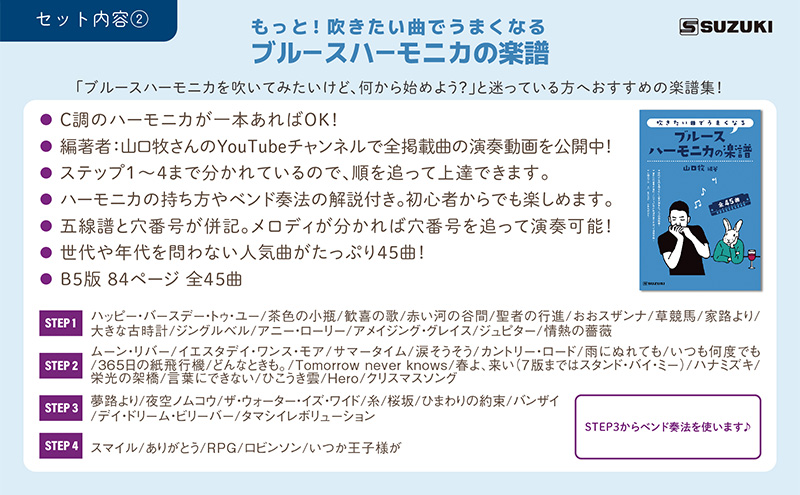 練習環境に困らないサイレンサー付き 10ホールハーモニカ 忍SHINOBIX (C調)と全45曲C調で演奏できる楽譜のセット |JALふるさと納税|JALのマイルがたまるふるさと納税サイト