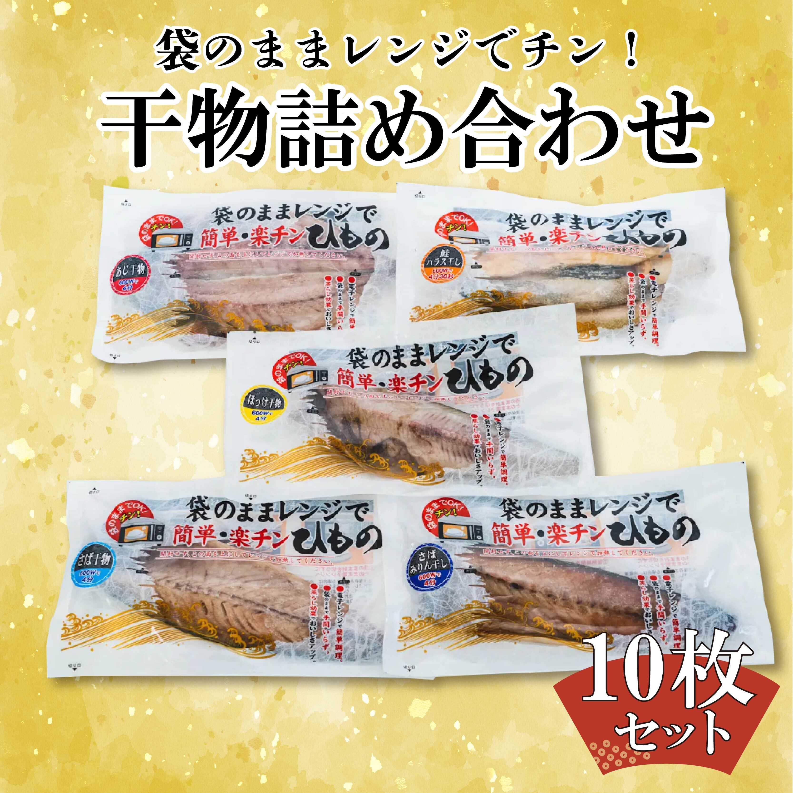 魚 干物 詰め合わせ セット 10枚 簡単 レンジ お手軽 ひもの あじ 縞ほっけ さば フィーレ さば味醂 さけ 本場 加工品 静岡県 沼津市