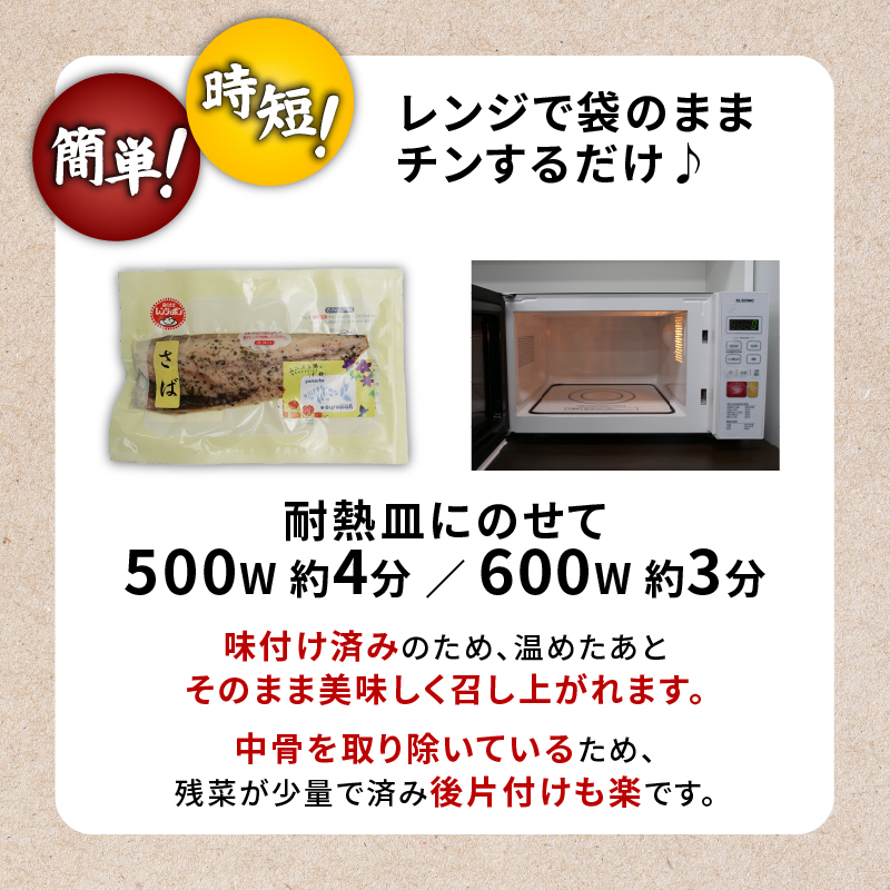電子 レンジ で 干物 6枚入 ホッケ と サバ 2魚種 3種類の味付け