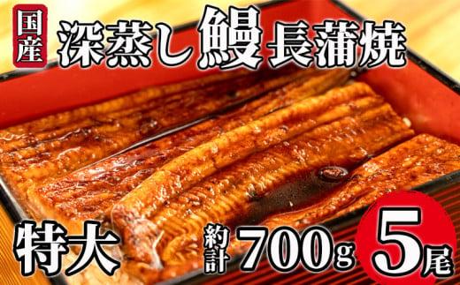 うなぎ 蒲焼 国産 5尾 1尾 約140g〜150g 大 たれ付き 漁協オリジナル 深蒸し 沼津市 静岡