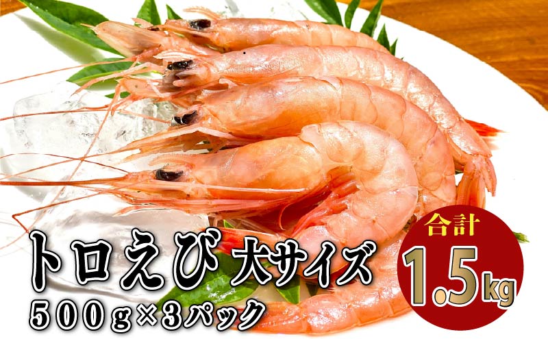 トロ えび 冷凍 海老 大 サイズ 1.5kg 500g 3パック お刺身 エビチリ エビ餃子 静岡 沼津