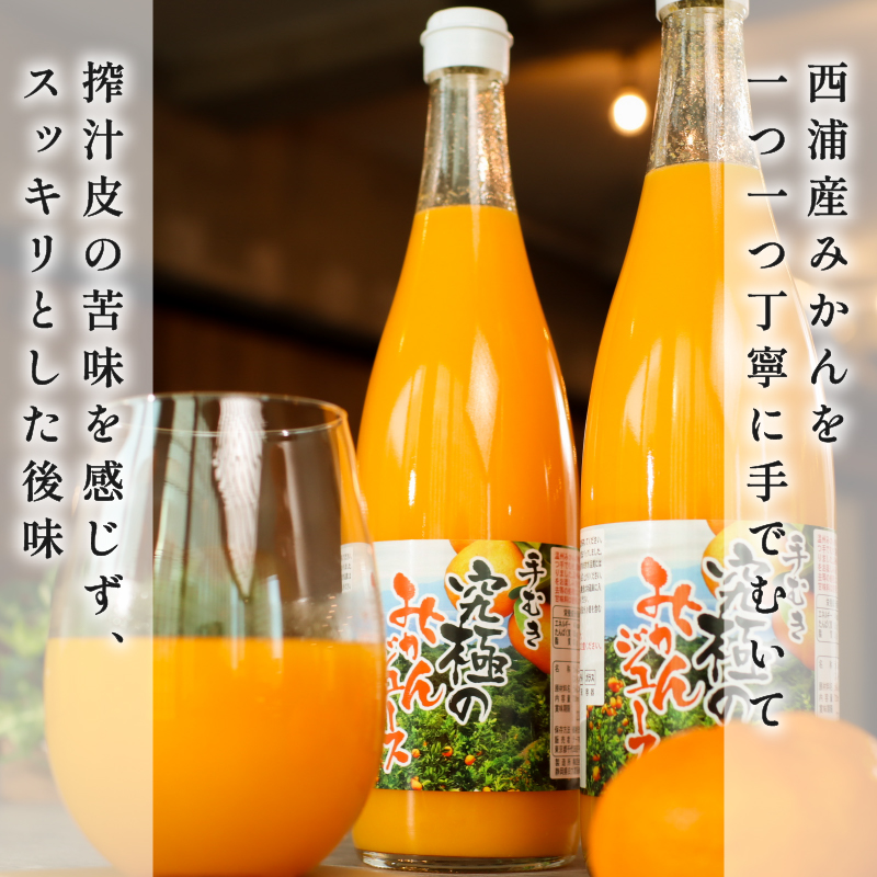 究極の みかん ジュース 720ml×2本 化粧箱 入り 手むき搾汁 柑橘 西浦