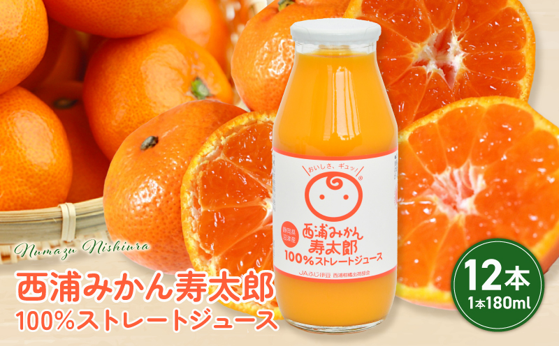 寿太郎 みかん 100% ストレート ジュース 180ml × 12本 | 西浦 生まれ 柑橘 ジュース 贈り物 お祝い プレゼント 沼津市 静岡県