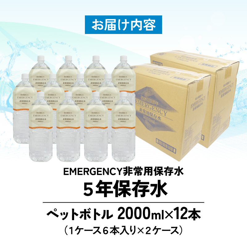 水 ペットボトル 2L ×6本 2ケース 計12本 ミネラル ウォーター 天然水 非常用 保存水 飲料水 防災 備蓄 静岡県 沼津市 