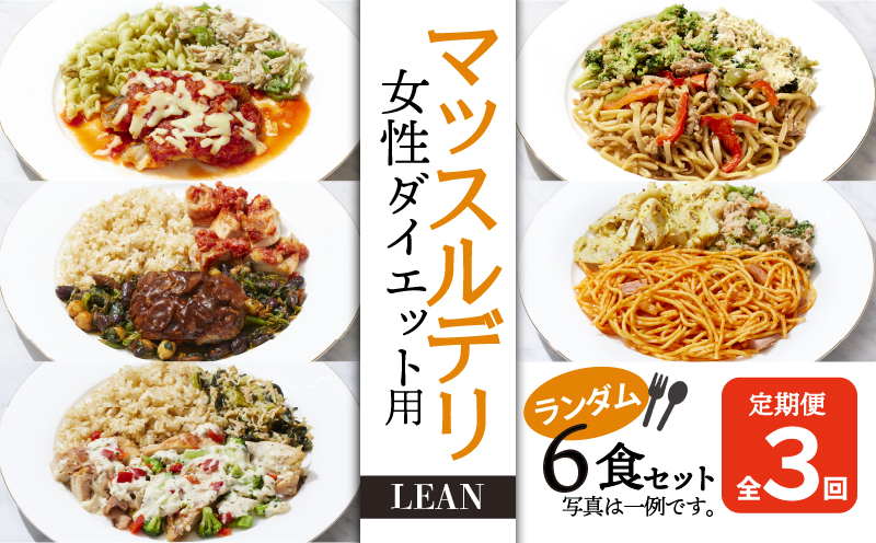 【定期便3ヵ月】マッスルデリ　LEAN　女性 ダイエット用　冷凍 弁当　ランダム ６食セット