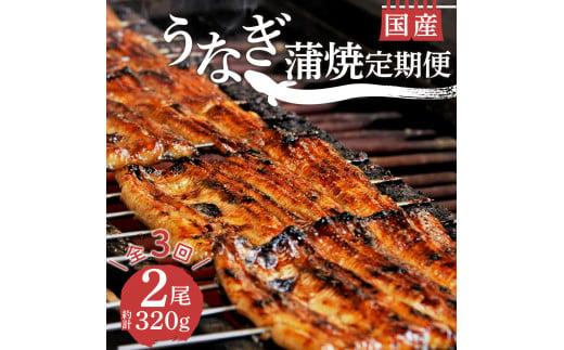 定期便 年 3回 うなぎ 鰻 蒲焼 国産 2尾 320g セット 真空 小分け 丑の日 沼津 うなよし