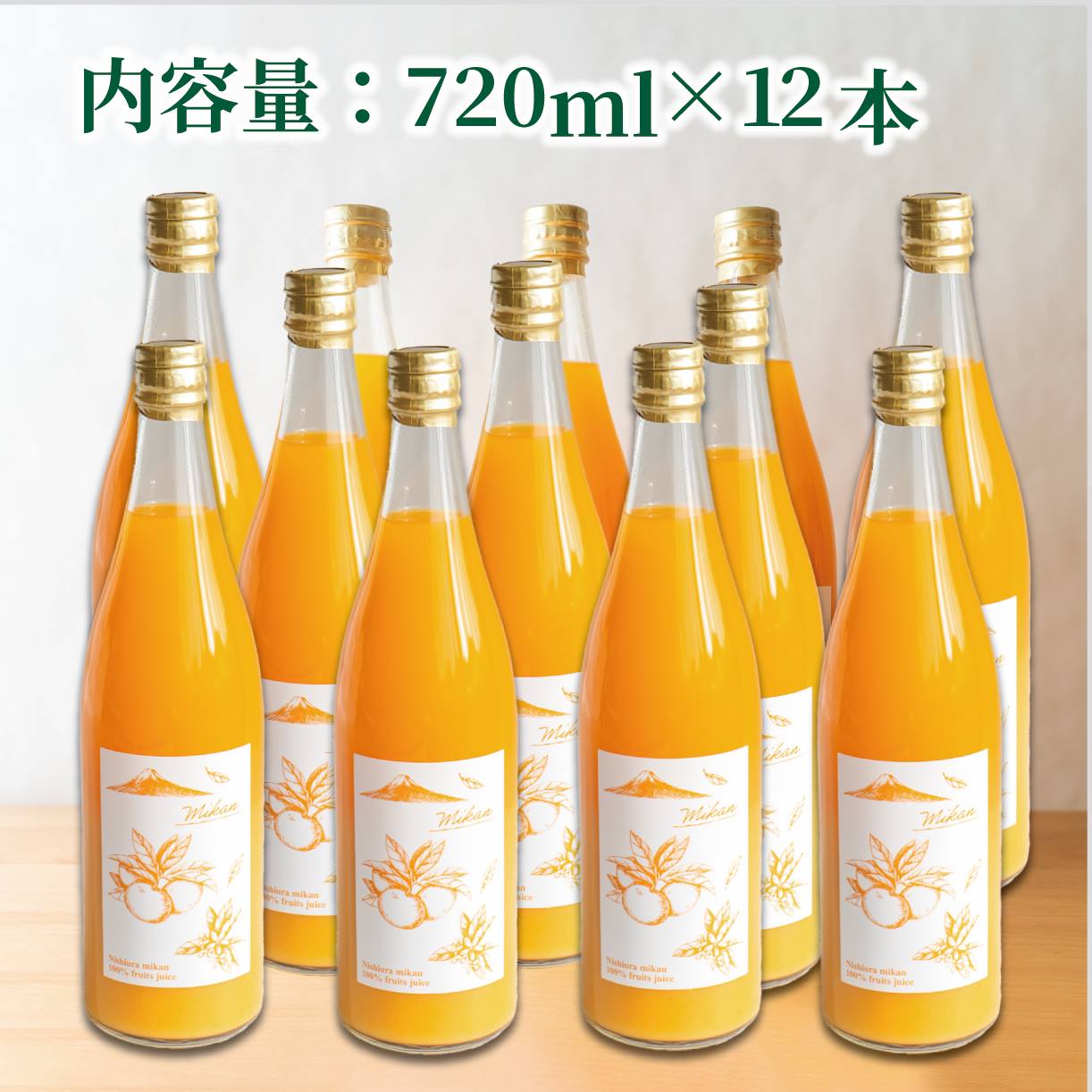 果汁100％ みかんジュース 720ml×12本 西浦