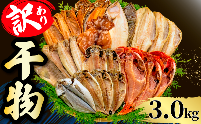 【2026年7月発送】 訳あり 干物 3.0kg 詰め合わせ セット 沼津 からお届け ホッケ 金目鯛 アジ サバ カレイ 赤魚 醤油干し フィレ 冷凍 ひもの 規格外 不揃い