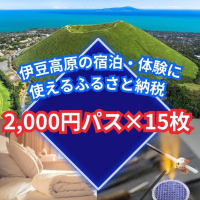 【伊豆高原】＼温泉・宿泊・体験に!/2,000円パス15枚セット【1543318】