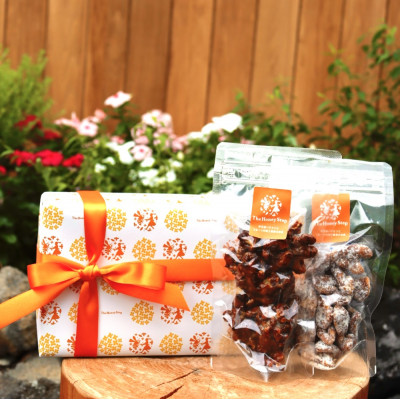 ギフト包装:胡桃のハチミツキャラメリゼ2種セット(キャラメル味、ほうじ茶味)【1672637】