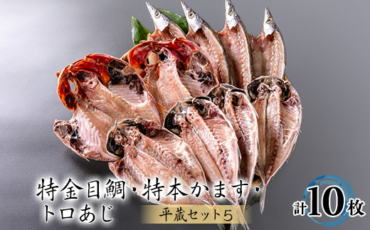 干物10枚セット【平蔵セット5】　平蔵のトロあじ4枚・特本かます4枚・特金目鯛2枚　伊豆伊東の干物【配送不可地域：離島】【1607341】